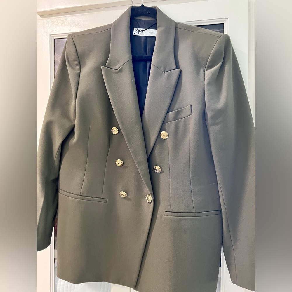 Zara Double Breasted Blazer (deep green)